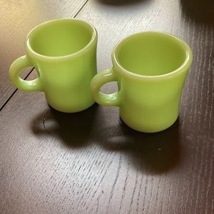 Fire King Jadeite C handle coffee mugs (set of 2)